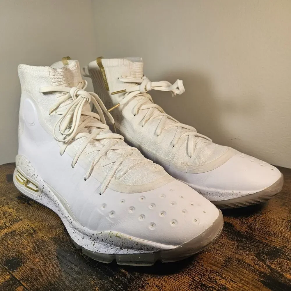 Under Armour Curry 4 White Gold 2017 Basketball Shoes 1298306-102 Men Size 14 UA